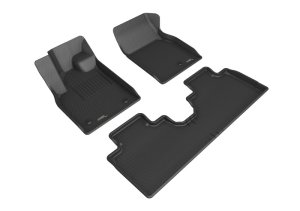 Ford Mustang Mach-E Floor Mats - 1st & 2nd Row - 3D MAXpider - KAGU Series - Black - 2021 Ford Mustang Mach-E Floor Mats - 1st & 2nd Row - 3D MAXpider - KAGU Series - Black - 2021